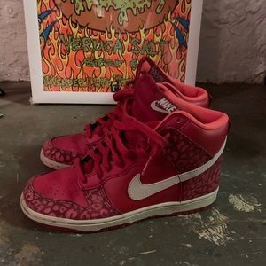 NIKE Red Leopard Air Force 1 Sneakers